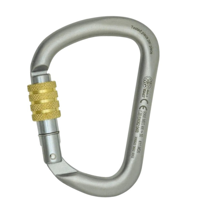 Kong 411 XL Carbon Steel D Screw Gate Carabiner 50kN Lunar White NS Finish