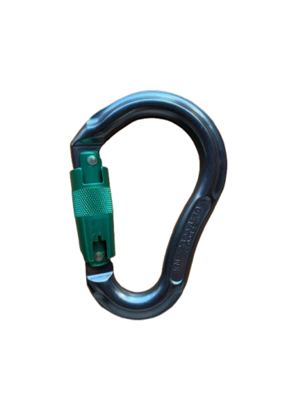 Omega HMS Carabiner 23kN Twist Lock Green Anodised — The Rigging Shop