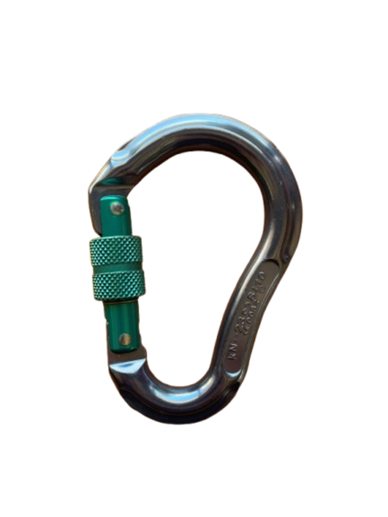 Omega HMS Carabiner 23kN Screw Gate Green Anodised — The Rigging Shop